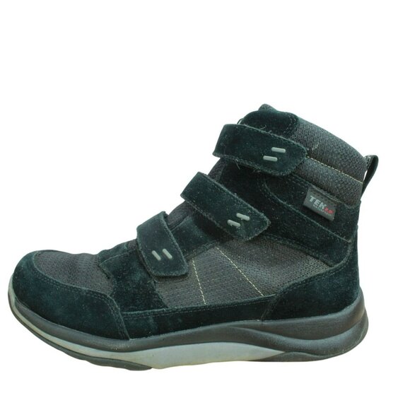 LL Bean Waterproof Black Suede Fabric Hook & Loop Mid Snow Sneakers Size 8.5 M - Picture 1 of 9